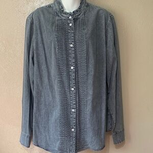 30. GAP XXL Light Gray Denim Shirt with Rhinestone Buttons NWT